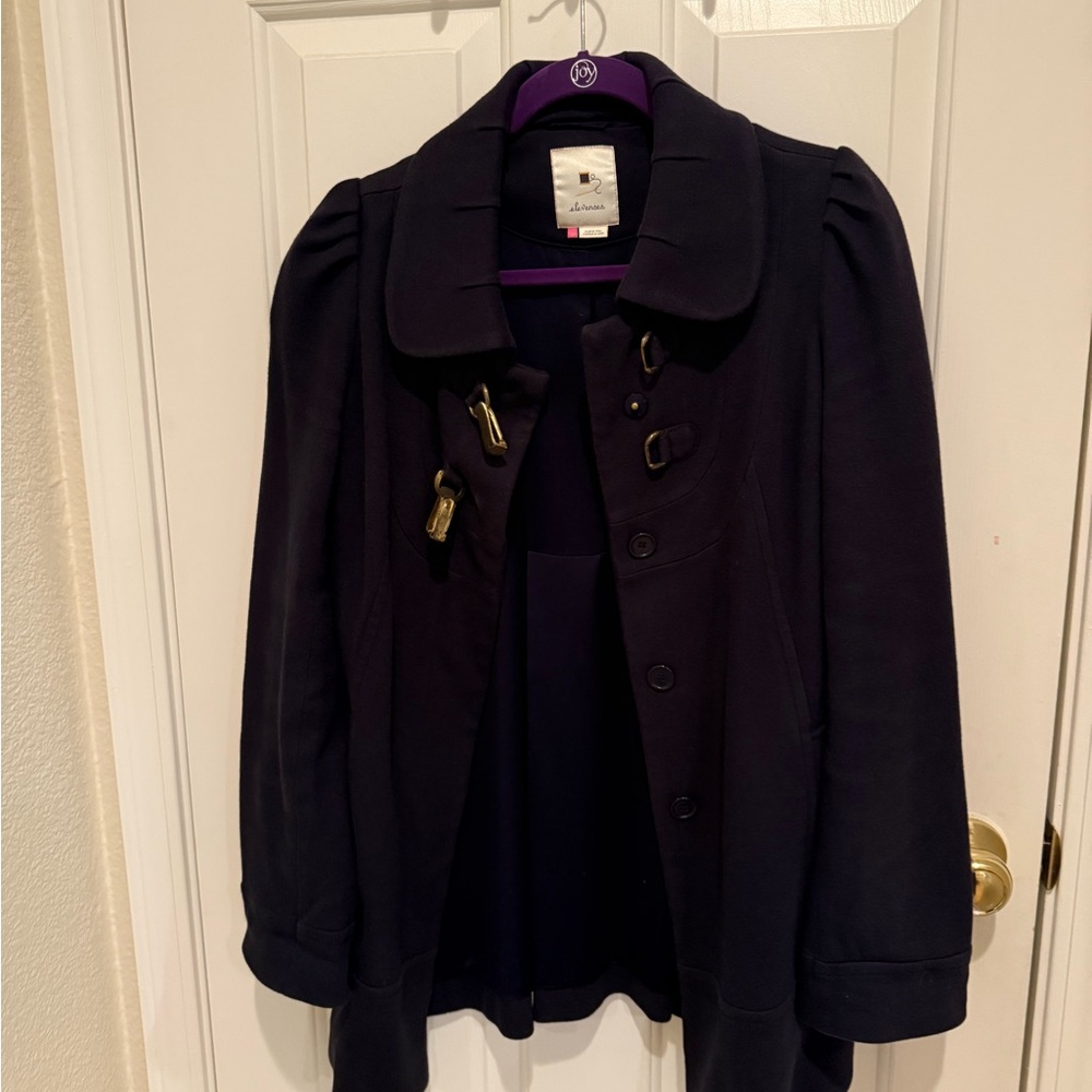 Elevenses Navy Trench Coat with Buckle Accents